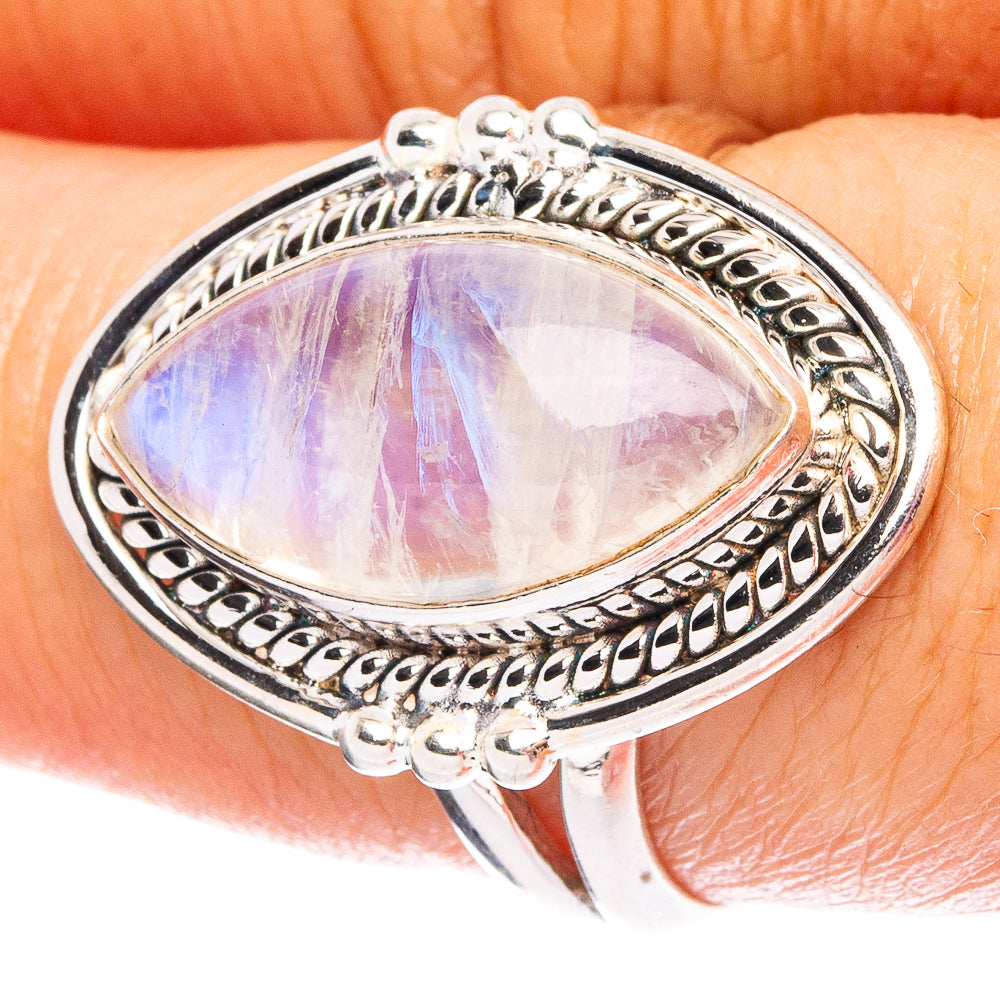 Pink Moonstone 925 Sterling Silver Ring Size 7.75 (925 Sterling Silver) R6268