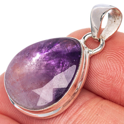Chevron Amethyst Pendant 1 1/8" (925 Sterling Silver) P40804