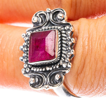 Red Sillimanite Dainty Ring Size 6.75 (925 Sterling Silver) R5208