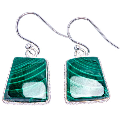 Malachite Earrings 1 1/4" (.925 Sterling Silver)