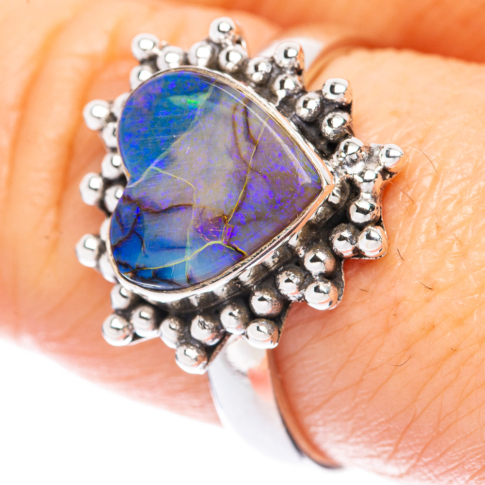 Rare Sterling Opal Heart Ring Size 8.75 (925 Sterling Silver) R2097