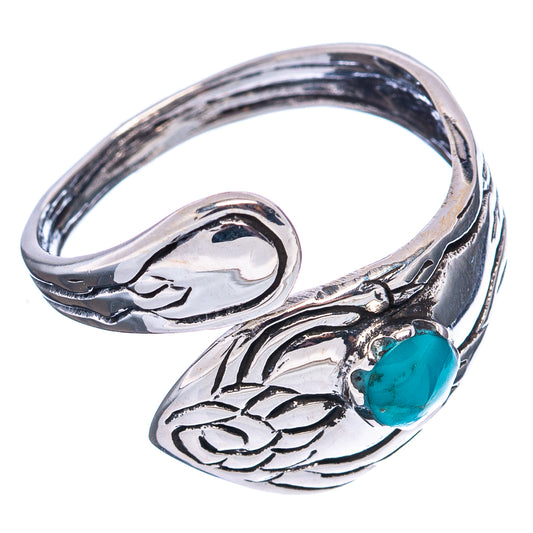 Engraved sterling silver ring with turquoise oval stone, open adjustable look