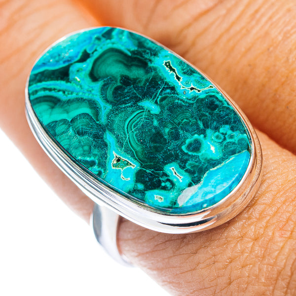 Premium Malachite In Chrysocolla Ring Size 10 (.925 Sterling Silver)