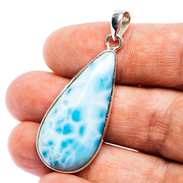 Larimar Pendant 1 7/8" (.925 Sterling Silver)