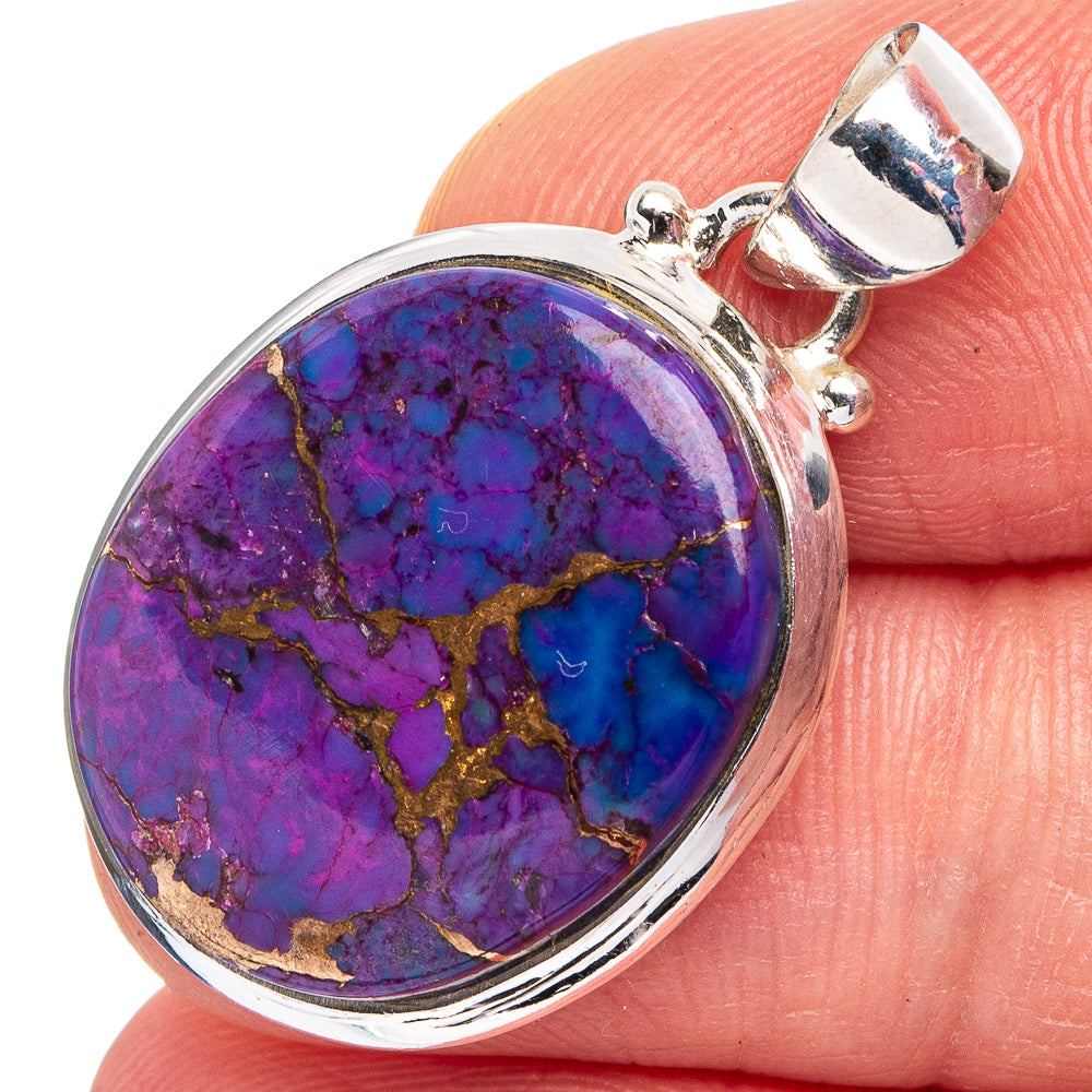 Purple Copper Turquoise Pendant 1 1/4" (.925 Sterling Silver)