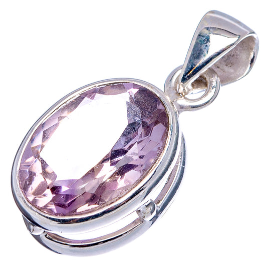 Oval ametrine pendant with faceted light purple stone in .925 silver bezel and bail