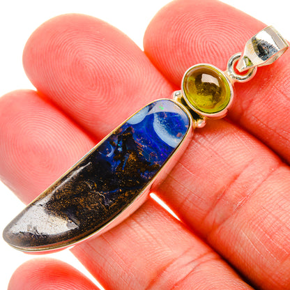 Australian Boulder Opal, Peridot Pendant 2 1/4" (925 Sterling Silver) PD38146