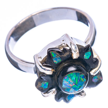 Black Onyx Opal Flower 925 Sterling Silver Ring Size 6 Ana Co R2487
