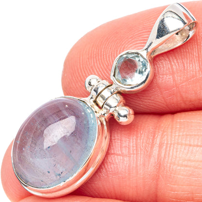 Aquamarine, Blue Topaz Pendant 1 1/4" (925 Sterling Silver) P42747