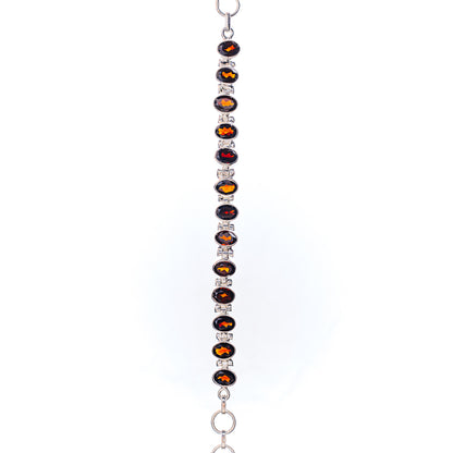 Garnet Bracelet 6 to 8" (.925 Sterling Silver)