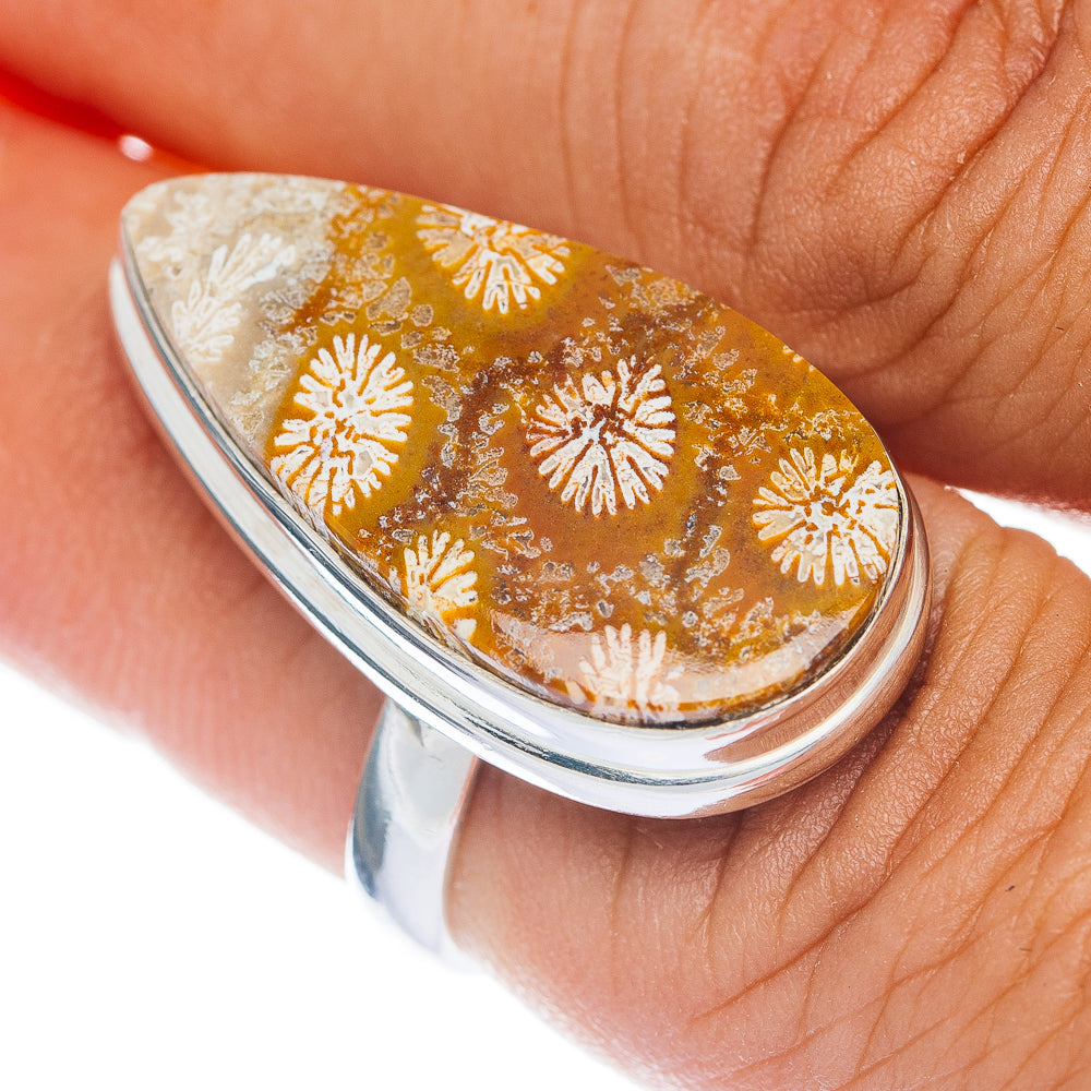 Premium Fossil Coral Ring Size 7 (.925 Sterling Silver)