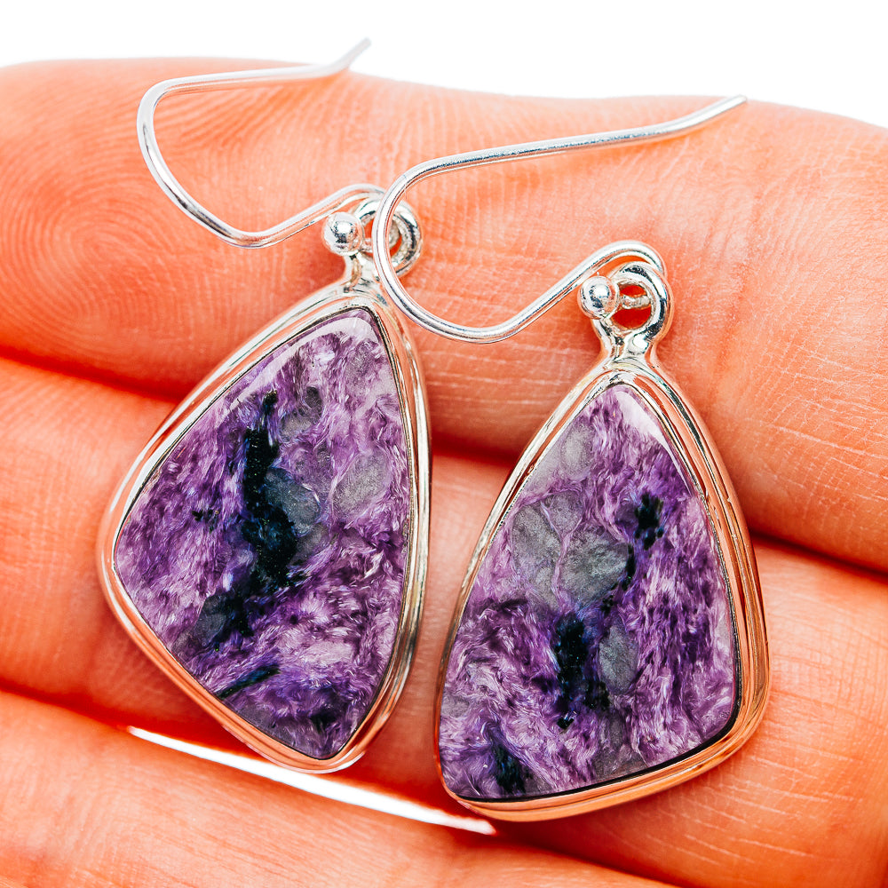Premium Charoite Earrings 1 1/2" (.925 Sterling Silver)