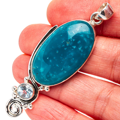 Premium Smithsonite, Blue Topaz Pendant 2 3/8" (.925 Sterling Silver)