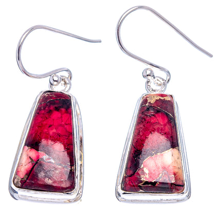 Red Dahlia Mohave Turquoise Earrings 1 3/8" (.925 Sterling Silver)