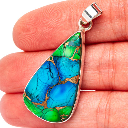 Premium Peacock Dahlia Turquoise Pendant 1 3/4" (.925 Sterling Silver)