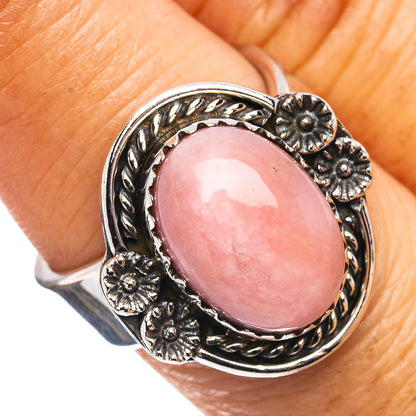 Exclusive Southwestern Style Pink Opal Ring Size 7 Adjustable (.925 Sterling Silver)