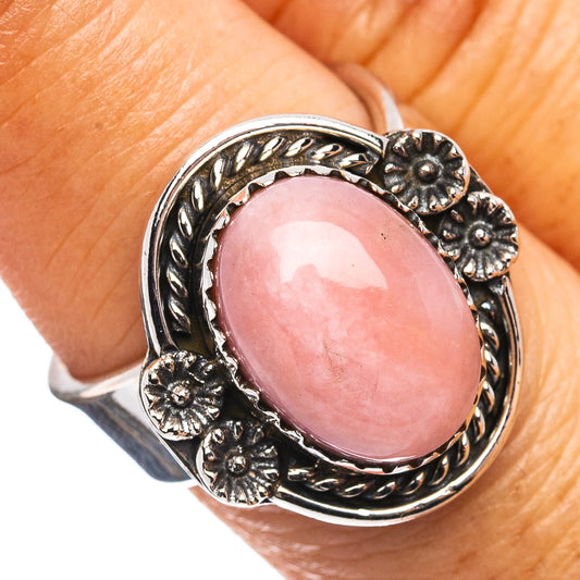 Exclusive Southwestern Style Pink Opal Ring Size 7 Adjustable (.925 Sterling Silver)