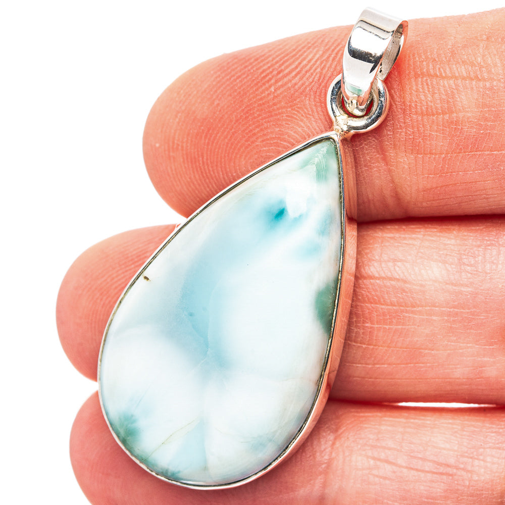 Larimar Pendant 1 3/4" (.925 Sterling Silver)