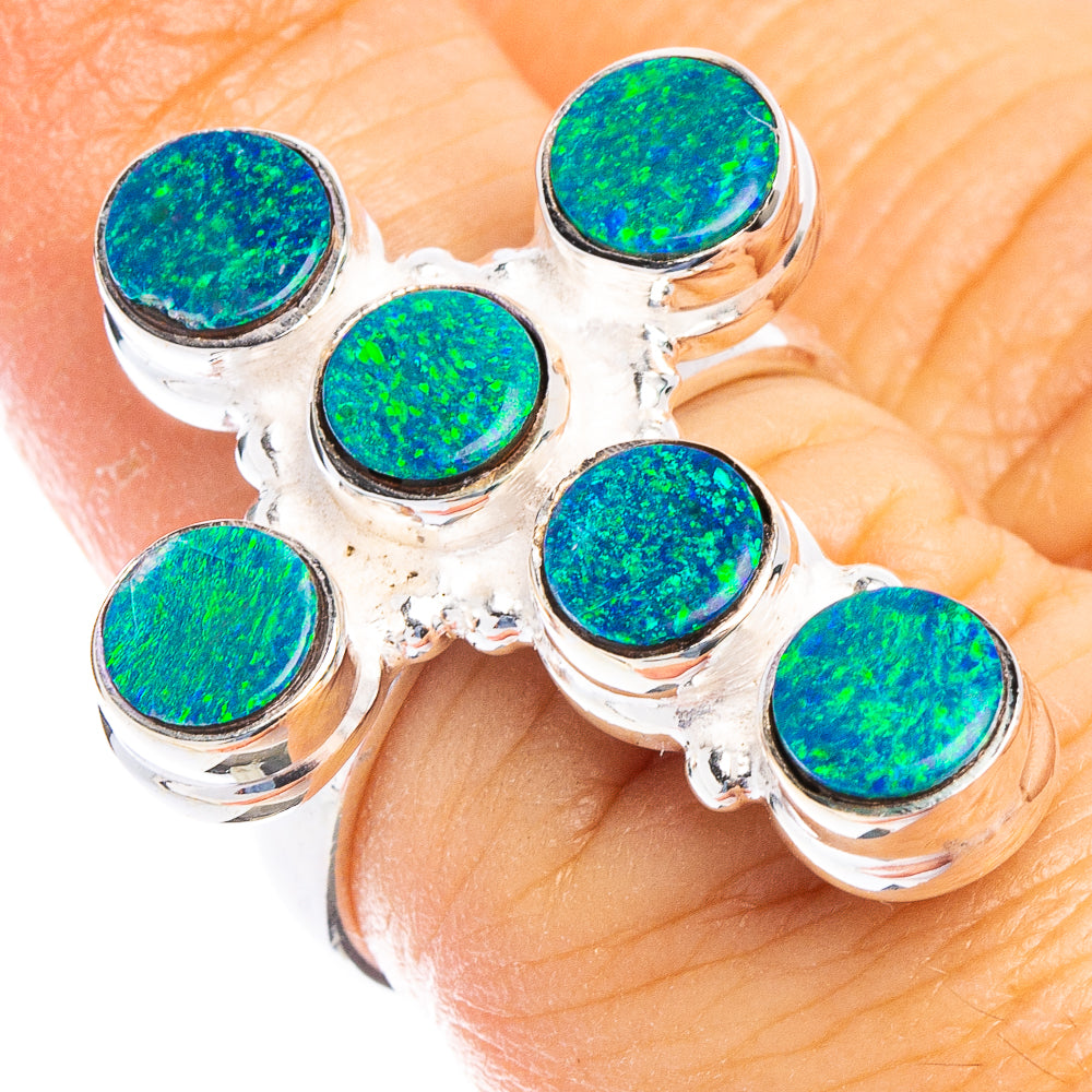 Rare Doublet Opal Cross Ring Size 6.25 (925 Sterling Silver) R6704