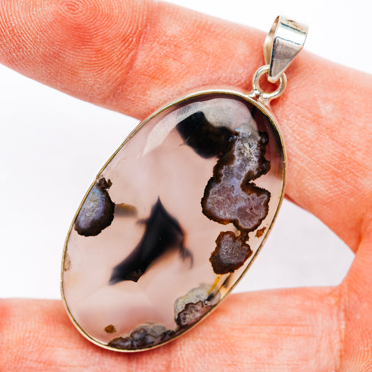Premium Flower Agate Pendant 2 1/8" (.925 Sterling Silver)