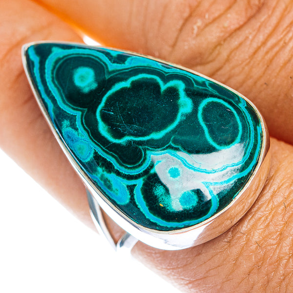 Premium Malachite In Chrysocolla Ring Size 9 (.925 Sterling Silver)