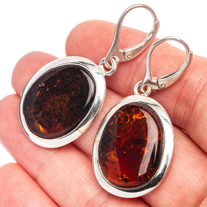 Baltic Amber Earrings 1 3/4" (925 Sterling Silver) E1090