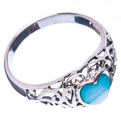 Mother Of Pearl Inlay Heart Ring Size 7.5 (925 Sterling Silver) R2845