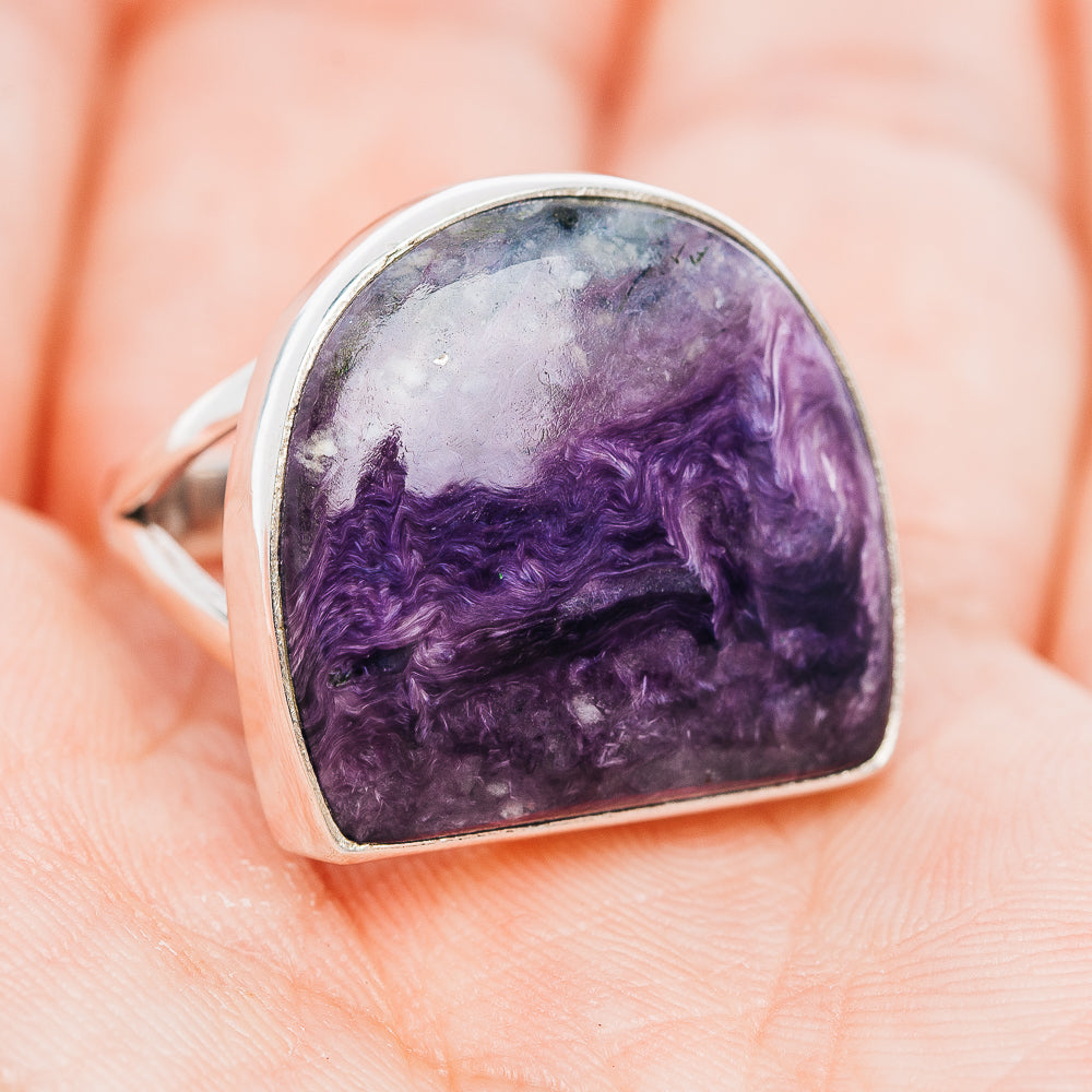 Premium Charoite Ring Size 7.5 (.925 Sterling Silver)