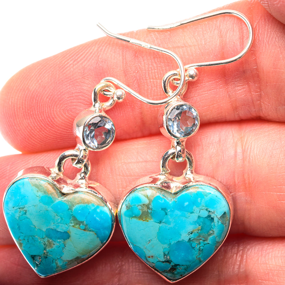 Chrysocolla, Blue Topaz Earrings 1 5/8" (925 Sterling Silver) EARR432172