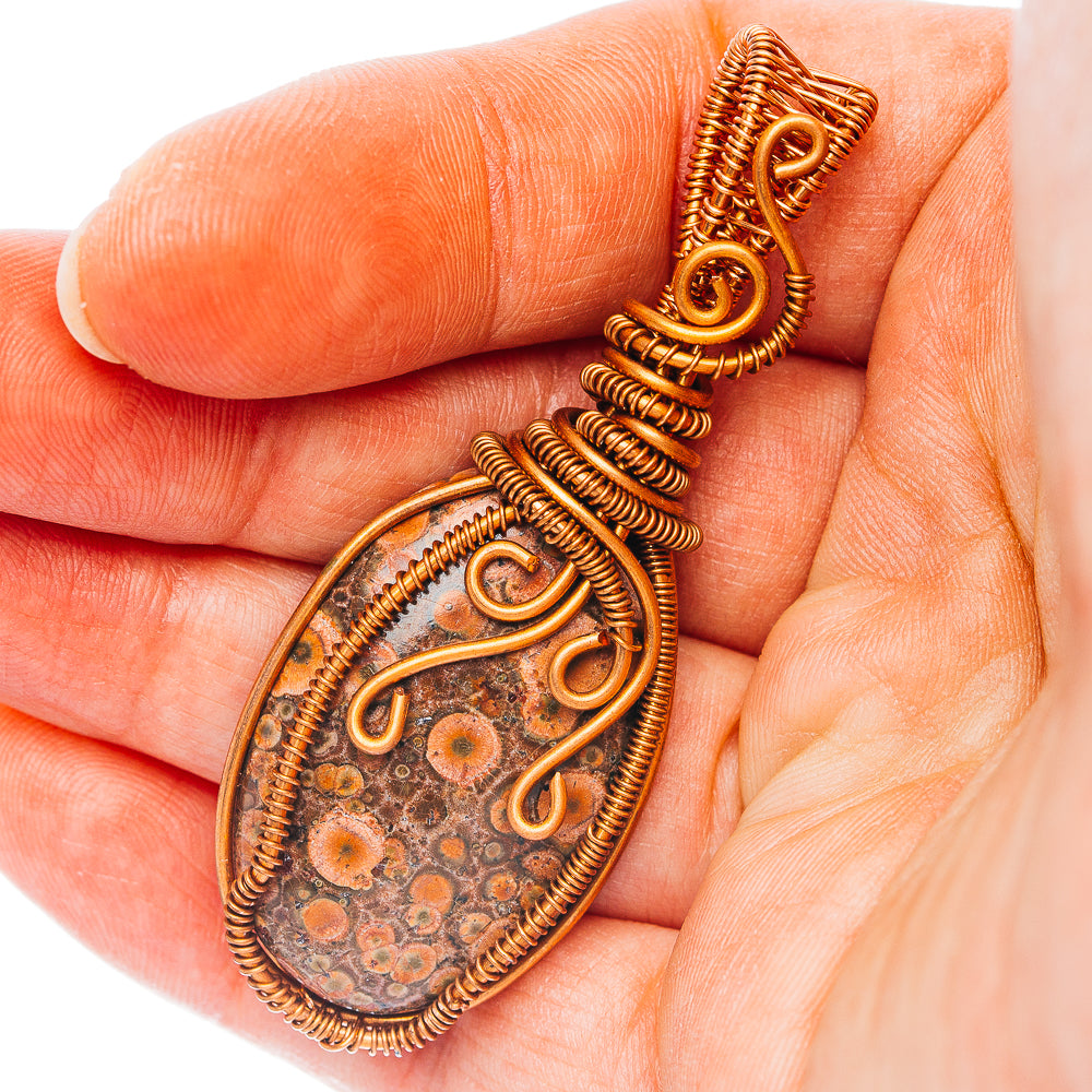 Asteroid Jasper Wire Wrap Pendant 2 3/8" (Copper)