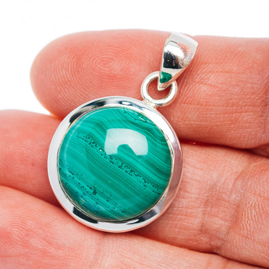 Premium Malachite Pendant 1 3/8" (.925 Sterling Silver)