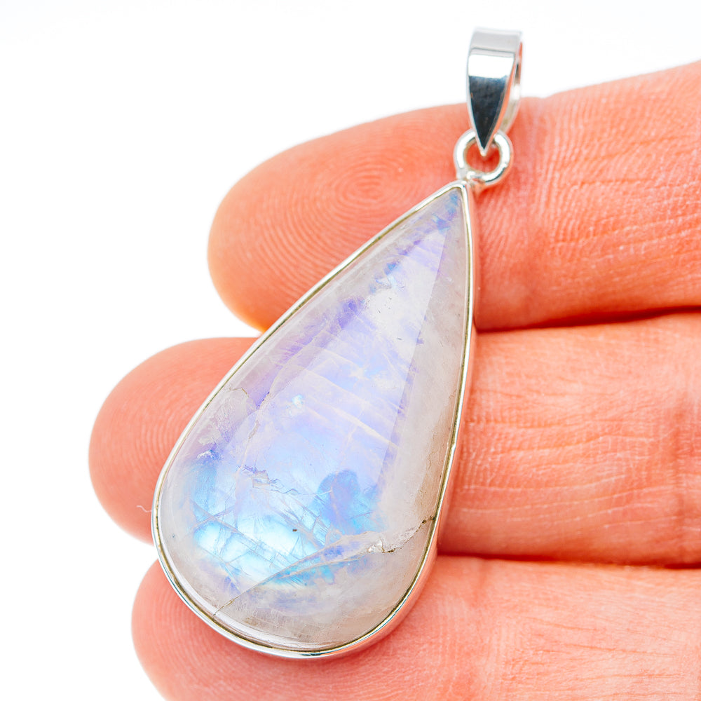 Premium Rainbow Moonstone Pendant 2" (.925 Sterling Silver) Carat