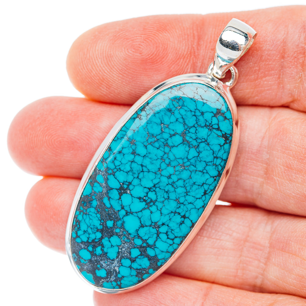 Premium Tibetan Turquoise Pendant 2" (.925 Sterling Silver)