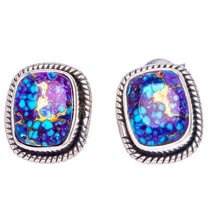 Purple Copper Turquoise Earrings 1/2" (.925 Sterling Silver)