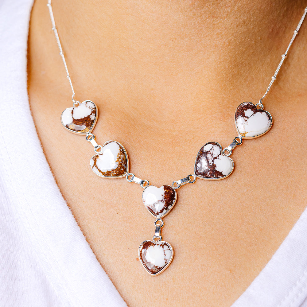 Wild Horse Jasper Heart Necklace 16 (925 Sterling Silver) N90172