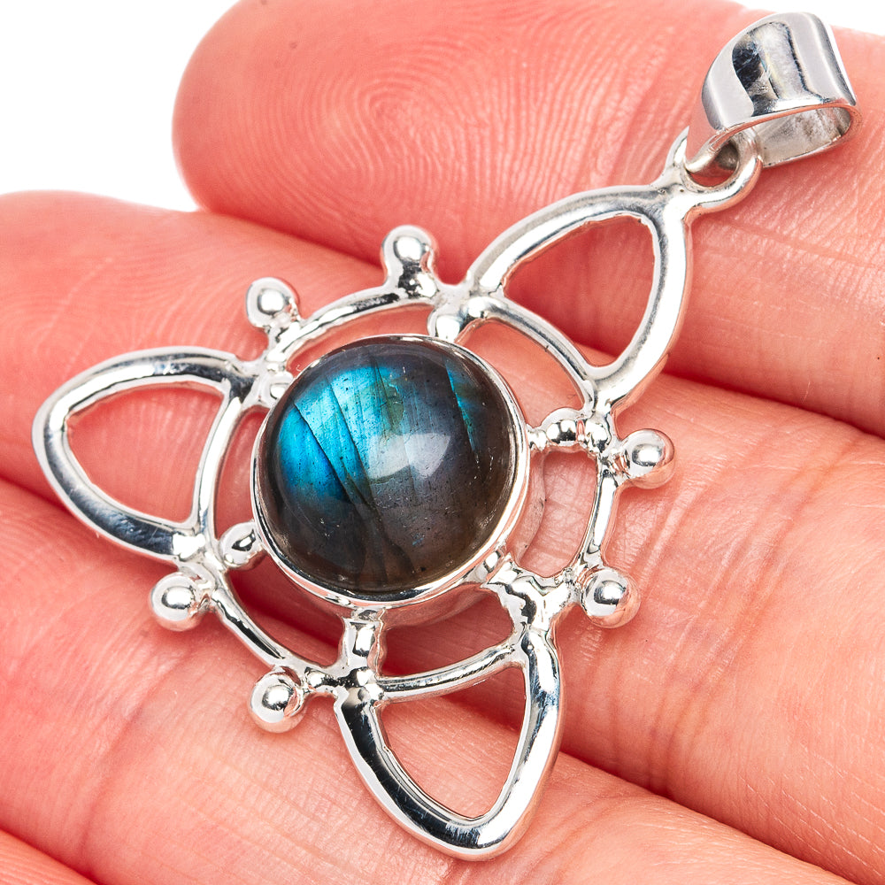 Premium Labradorite Pendant 1 3/8" (925 Sterling Silver) P41839
