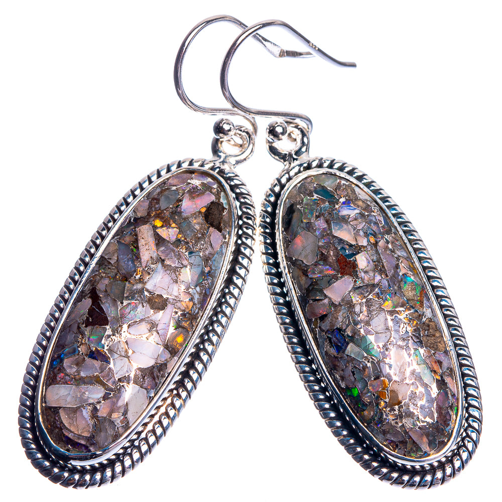 Brecciated Ethiopian Opal 925 Sterling Silver Earrings 1 7/8"