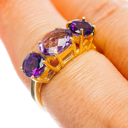 Amethyst Ring Size 7.75 (.925 Sterling Silver) 24k Gold Plated