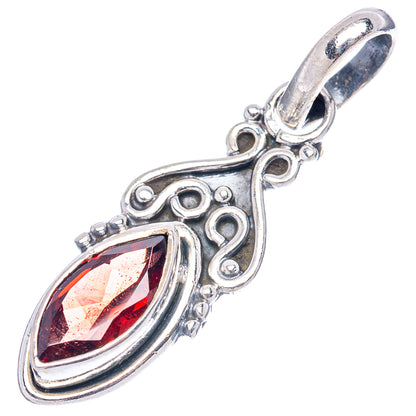 Dainty Garnet Pendant 1 1/8" (.925 Sterling Silver)