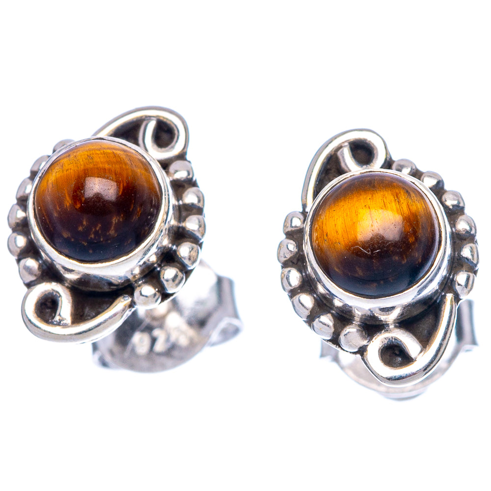 Tiger Eye Dainty Earrings 3/8" (925 Sterling Silver) E1995
