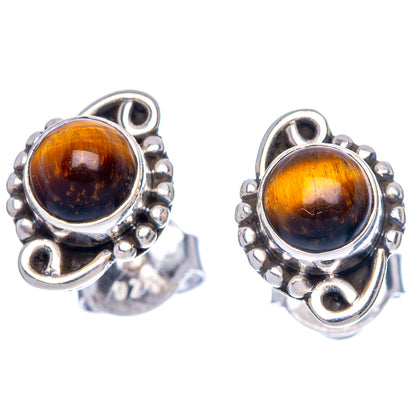 Tiger Eye Dainty Earrings 3/8" (925 Sterling Silver) E1995