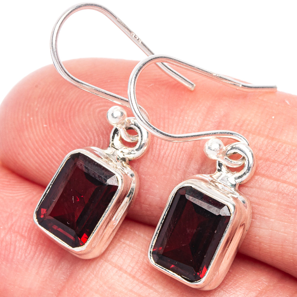 Garnet Earrings 1 1/8" (925 Sterling Silver) E433503