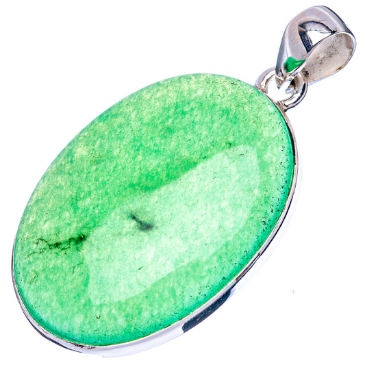 Green Chalcedony Pendant 1 5/8" (925 Sterling Silver) P42836