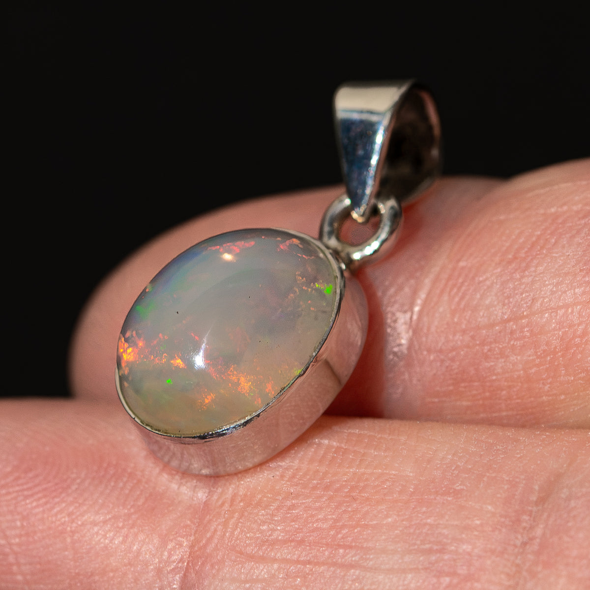 Premium Ethiopian Water Opal Pendant 1" (.925 Sterling Silver)
