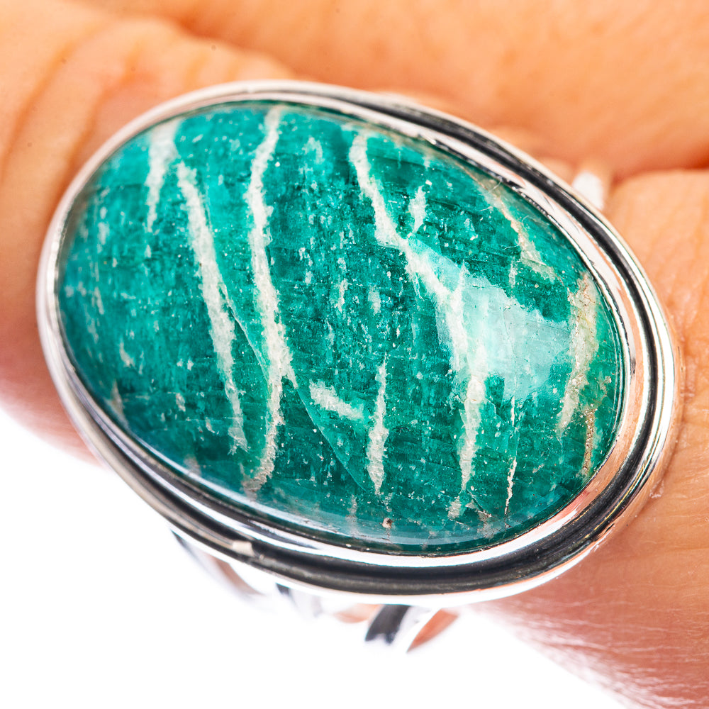 Large Amazonite 925 Sterling Silver Ring Size 10.75