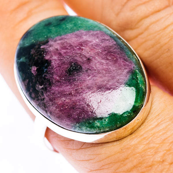 Fire Ruby Zoisite Ring Size 9 (.925 Sterling Silver)