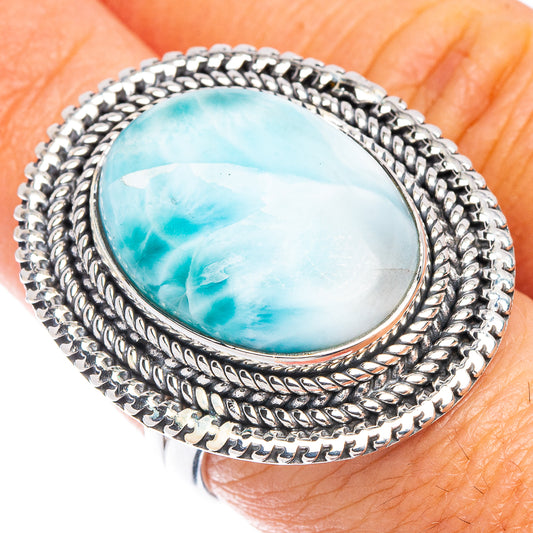 Large Larimar Ring Size 7.25 (925 Sterling Silver) R7035
