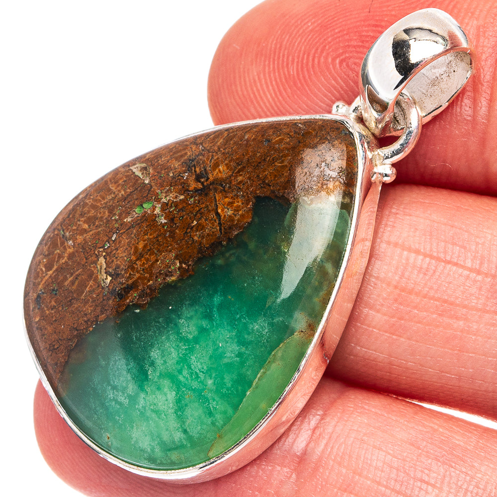 Boulder Chrysoprase Pendant 1 5/8" (.925 Sterling Silver)