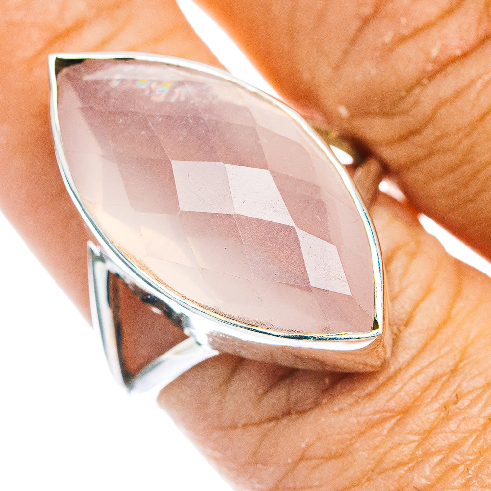 Premium Faceted Rose Quartz Ring Size 8.75 (.925 Sterling Silver)