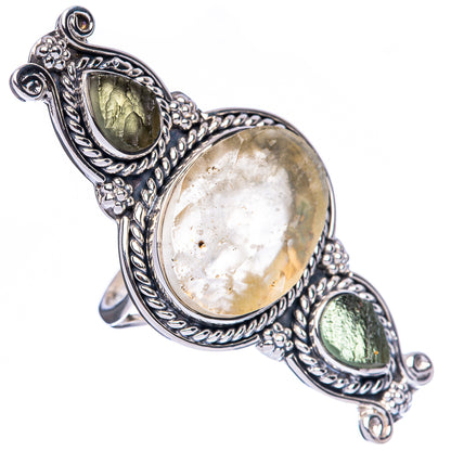 Signature Rough Libyan Desert Glass, Czech Moldavite Ring Size 7 (925 Sterling Silver) R3537